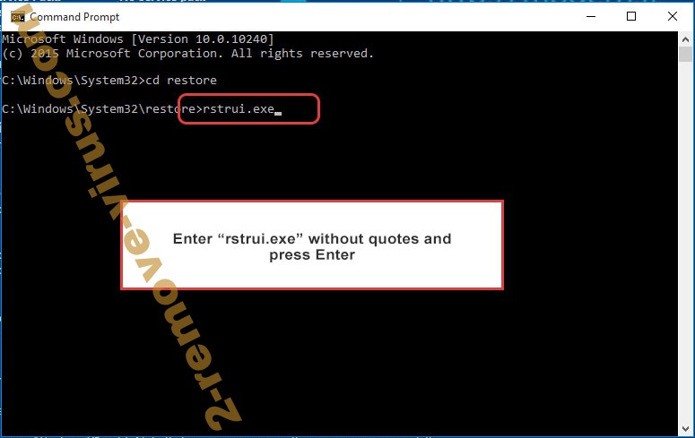 Delete Phantom ransomware - command prompt restore execute