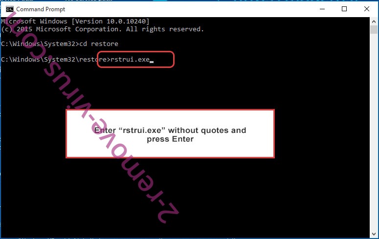 Delete Mtogas ransomware - command prompt restore execute