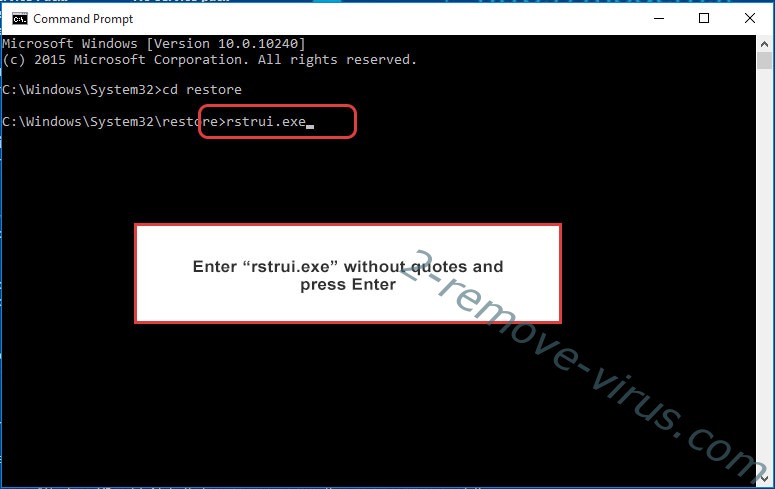 Delete Taoy Ransomware - command prompt restore execute