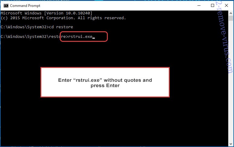 Delete PLAY Ransomware - command prompt restore execute