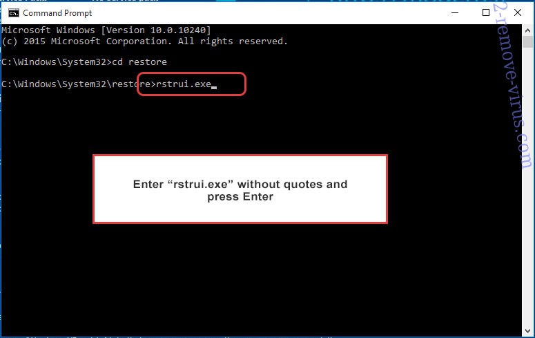 Delete TQV Ransomware - command prompt restore execute