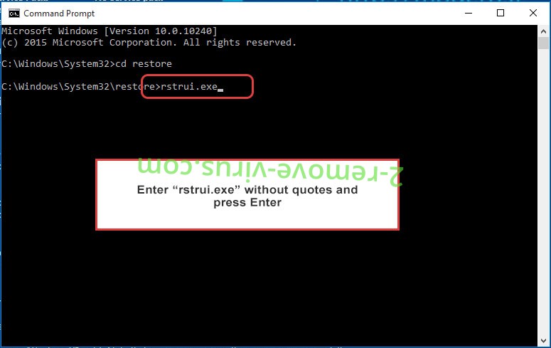 Delete C0v ransomware - command prompt restore execute