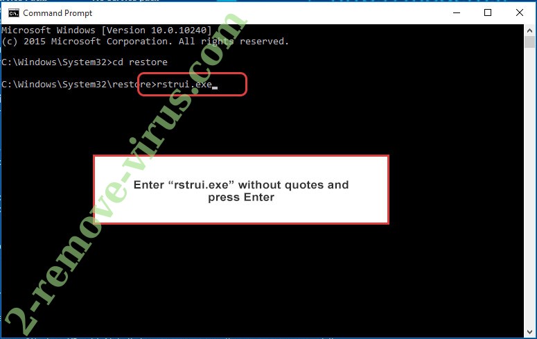 Delete Aim ransomware - command prompt restore execute