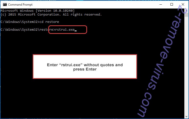 Delete VietnamPav ransomware - command prompt restore execute