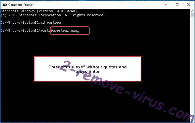 Delete FBI Cybercrime Division virus - command prompt restore execute