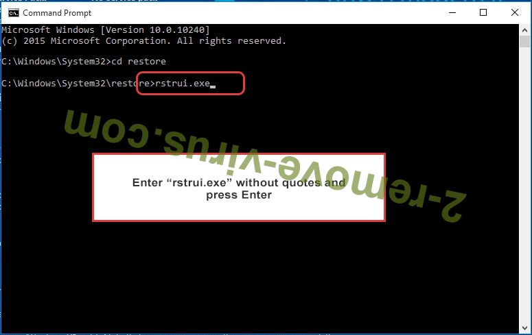 Delete .726 ransomware Virus - command prompt restore execute