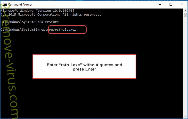 Delete SARansom Ransomware - command prompt restore execute