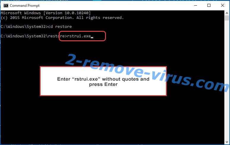 Delete TCYO Ransomware - command prompt restore execute