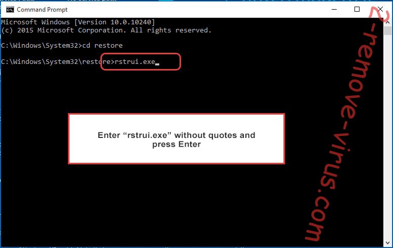 Delete Mxpww Ransomware - command prompt restore execute