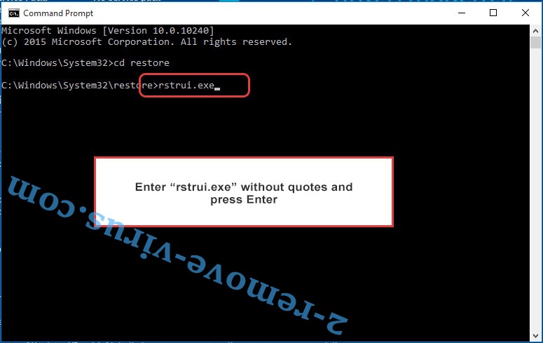 Delete Payfast Virus - command prompt restore execute