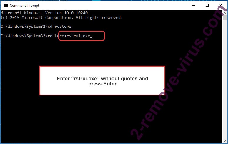 Delete Haze ransomware virus - command prompt restore execute