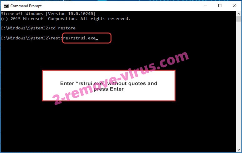 Delete B0rn30L0ck3D ransomware - command prompt restore execute