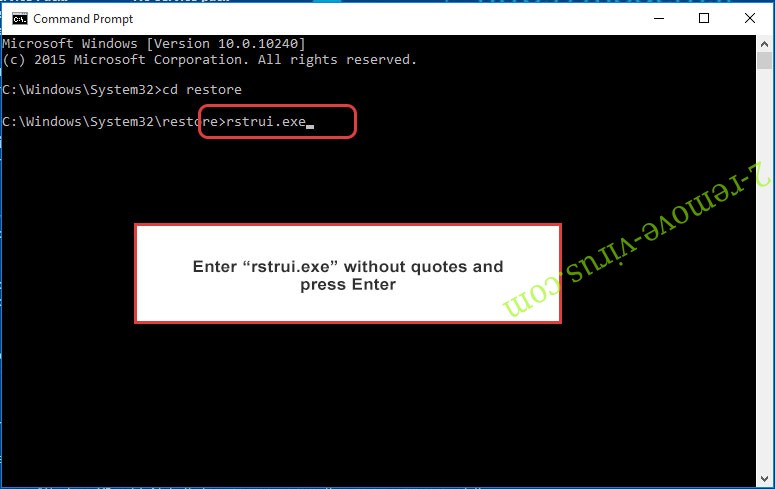 Delete Bl00dy Ransomware - command prompt restore execute