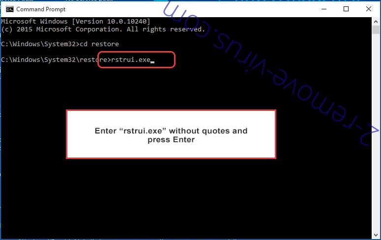 Delete Eewt ransomware - command prompt restore execute