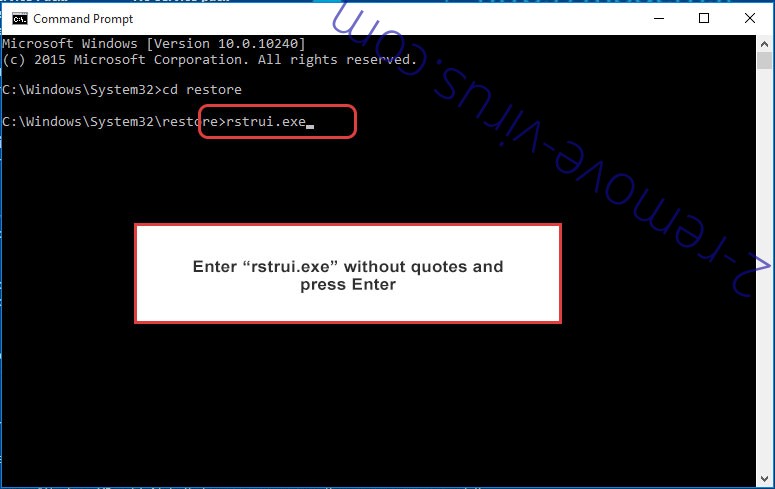 Delete Eemv Ransomware - command prompt restore execute