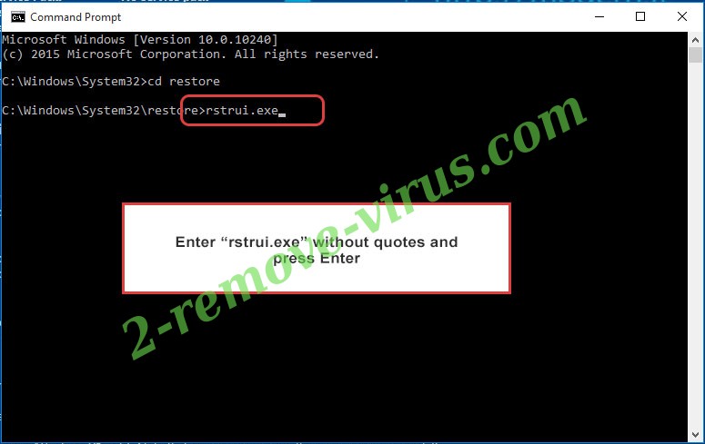 Delete Jeefo malware - command prompt restore execute