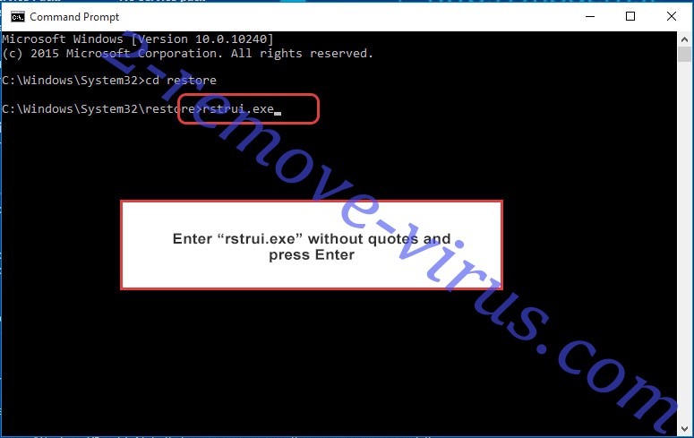 Delete crDypted Ransomware - command prompt restore execute