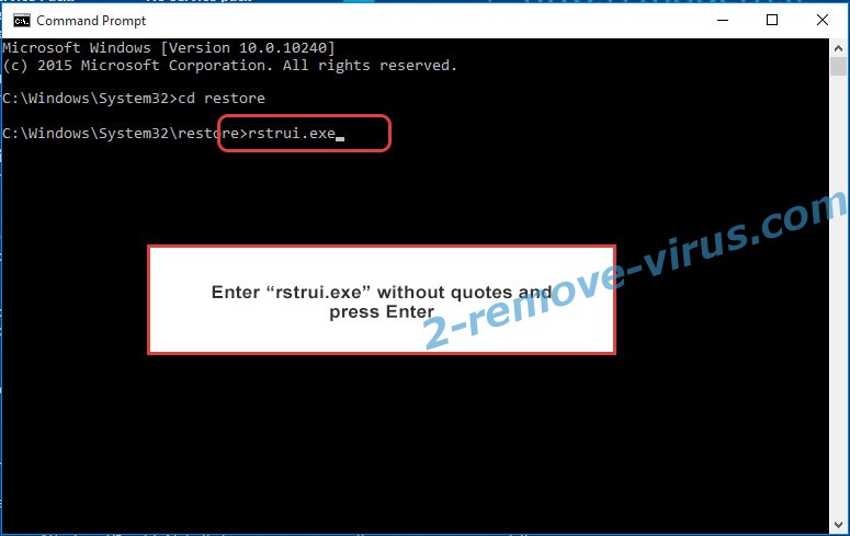 Delete Money Ransomware - command prompt restore execute