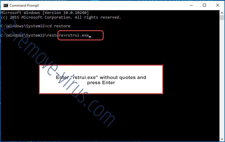 Delete Eldritch Ransomware - command prompt restore execute