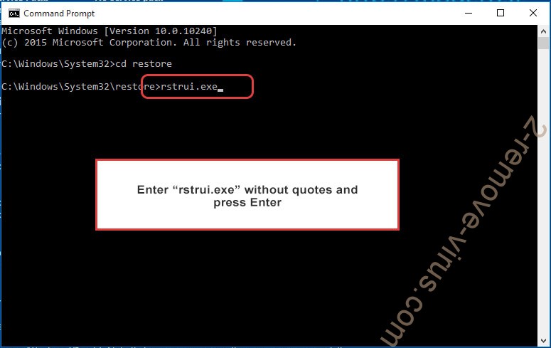 Delete Aawt (.aawt) ransomware - command prompt restore execute
