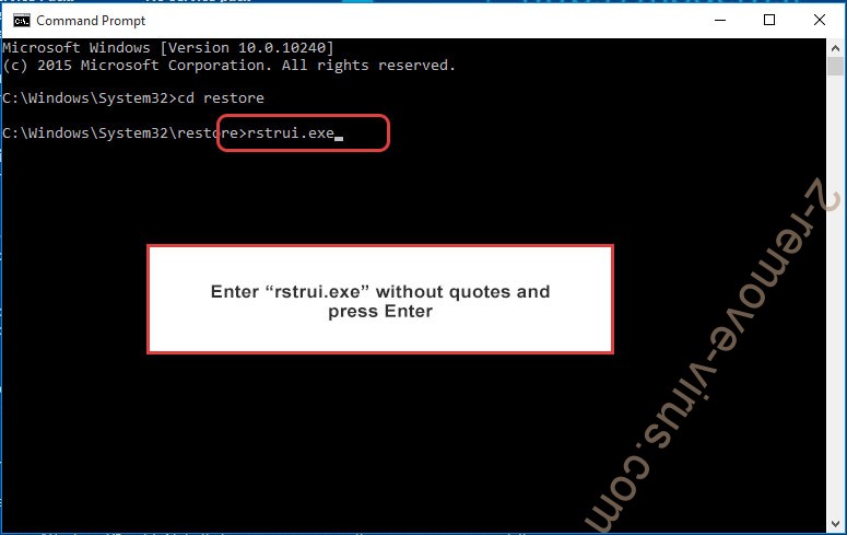 Delete DevNightmare Ransomware - command prompt restore execute