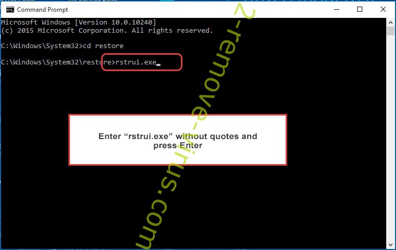 Delete Oflg (.oflg) ransomware - command prompt restore execute