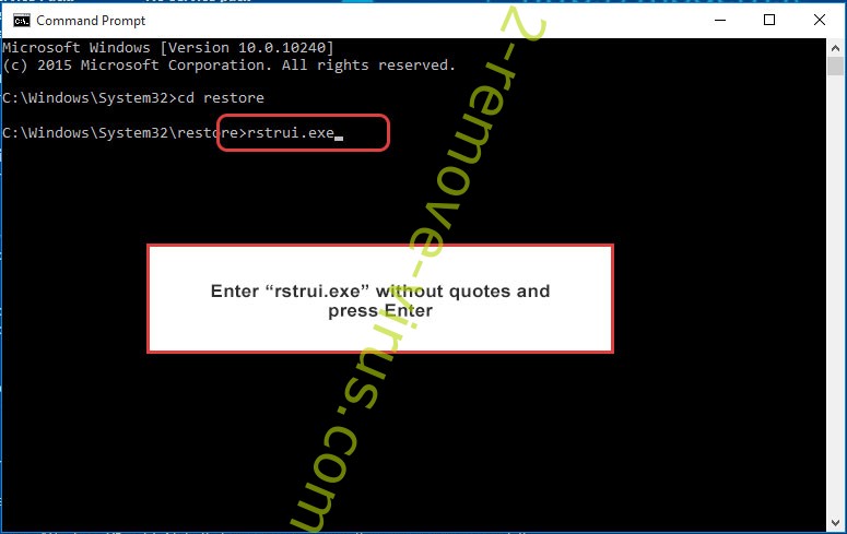 Delete Zhen ransomware - command prompt restore execute