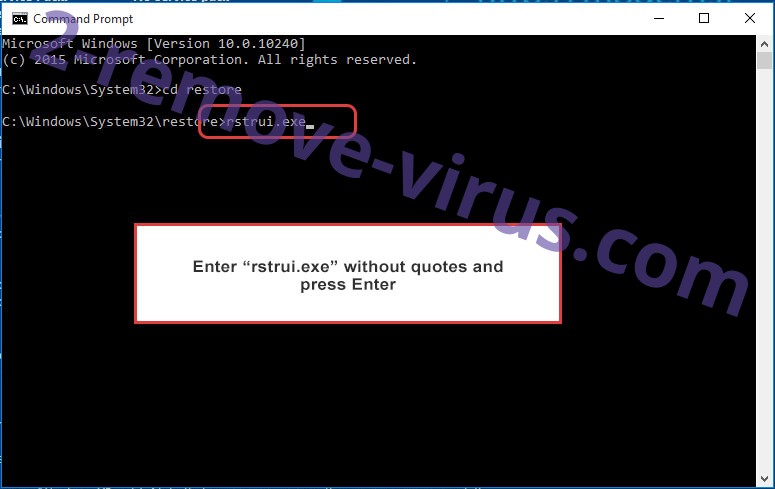 Delete Scarab-Skype Ransomware - command prompt restore execute