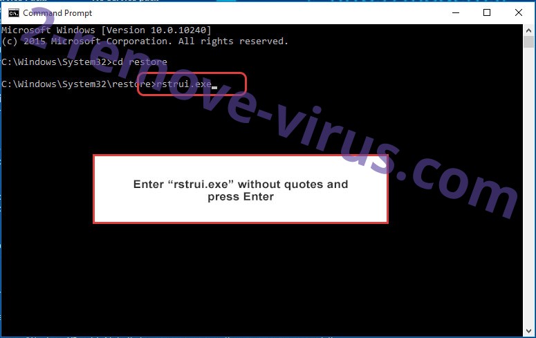 Delete Egregor ransomware - command prompt restore execute