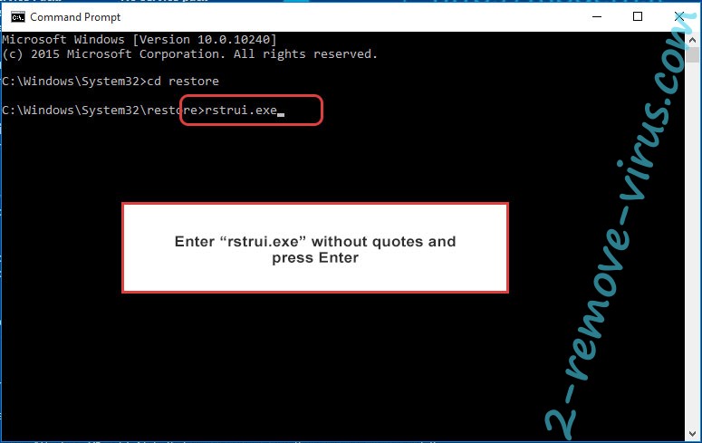 Delete Summer Locker Ransomware - command prompt restore execute