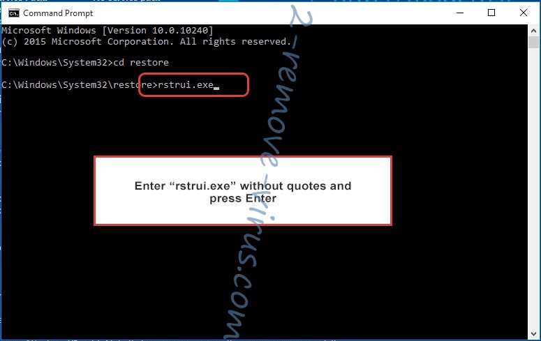 Delete Galacti-Crypter ransomware - command prompt restore execute