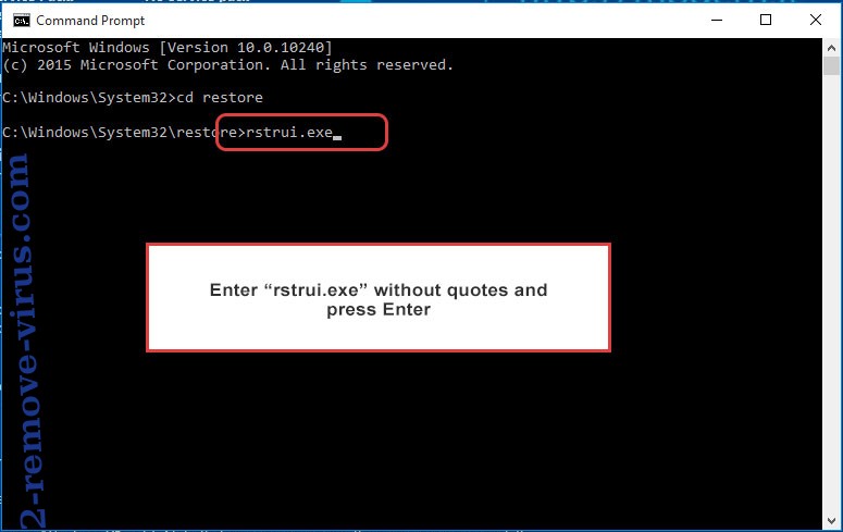 Delete Tohj Ransomware - command prompt restore execute