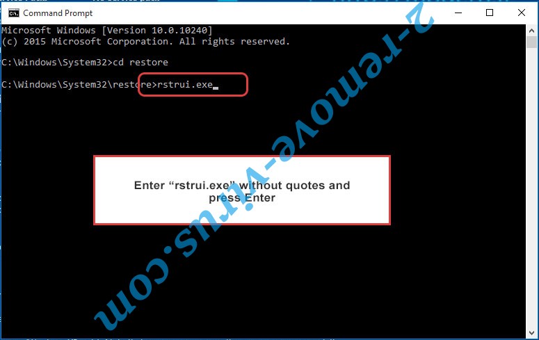 Delete Clhmotjdxp ransomware - command prompt restore execute