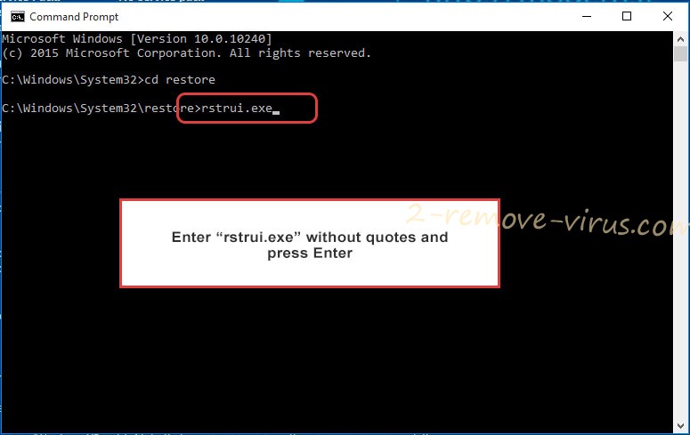 Delete HORSELIKER ransomware - command prompt restore execute