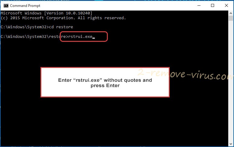 Delete Sapphire ransomware - command prompt restore execute