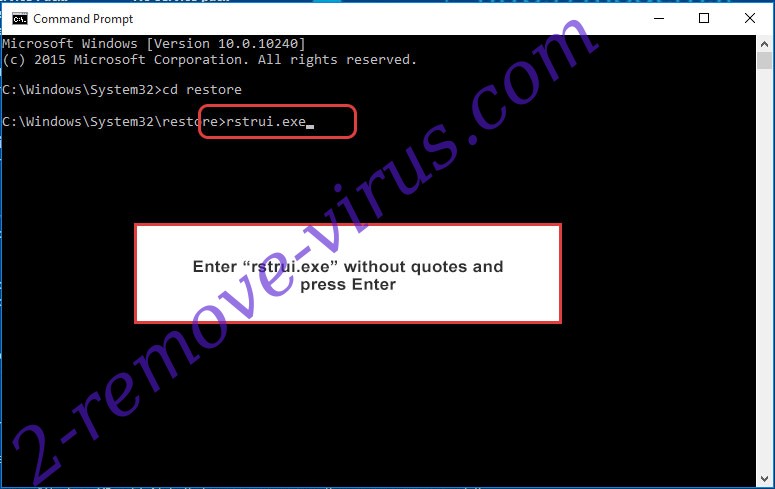 Delete Powz ransomware - command prompt restore execute