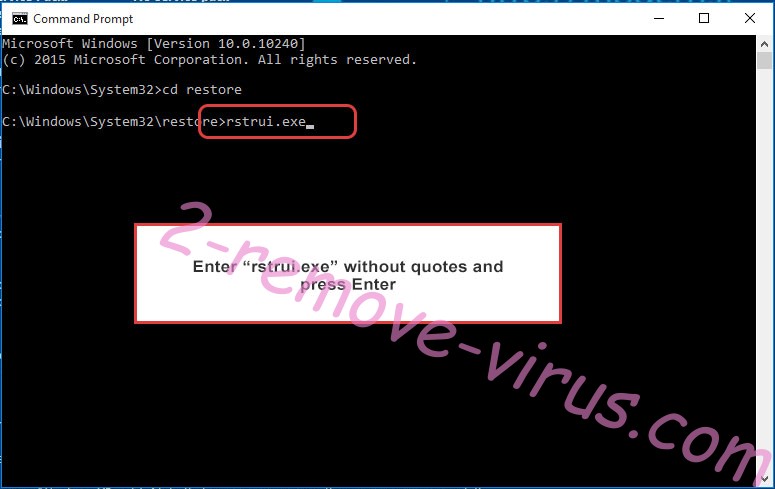 Delete .MERIN Files Ransomware - command prompt restore execute