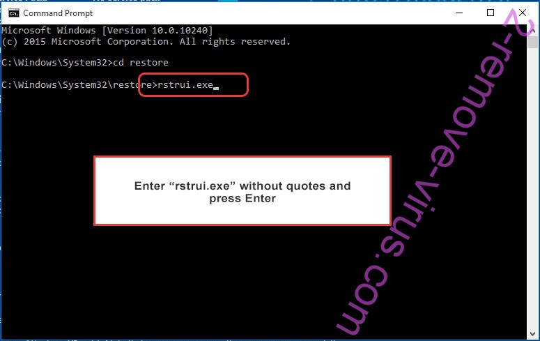 Delete JB78 ransomware - command prompt restore execute