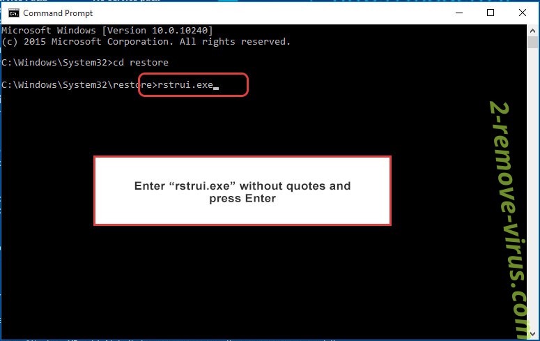 Delete NPSG ransomware - command prompt restore execute