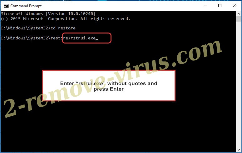 Delete Mhkwl ransomware - command prompt restore execute