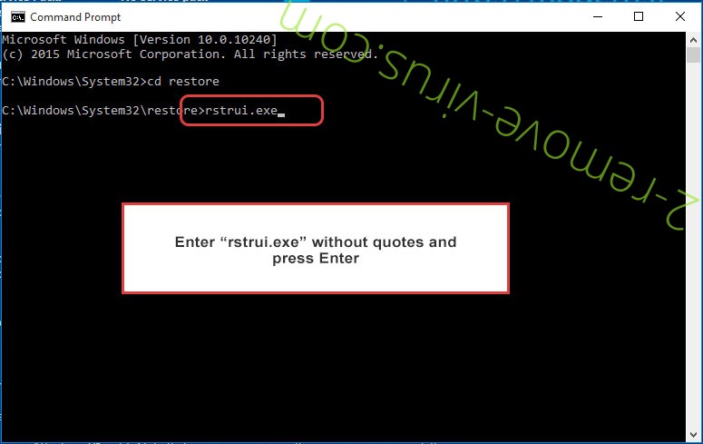 Delete Chinadecryption2021 Ransomware - command prompt restore execute