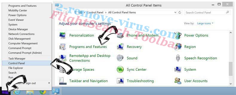 Delete FlightSearch Toolbar from Windows 8