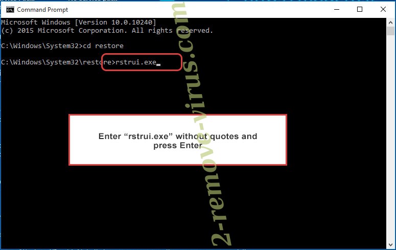 Delete Cyclone Ransomware - command prompt restore execute