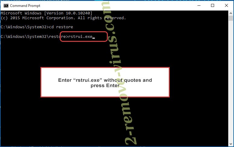 Delete Werd ransomware - command prompt restore execute