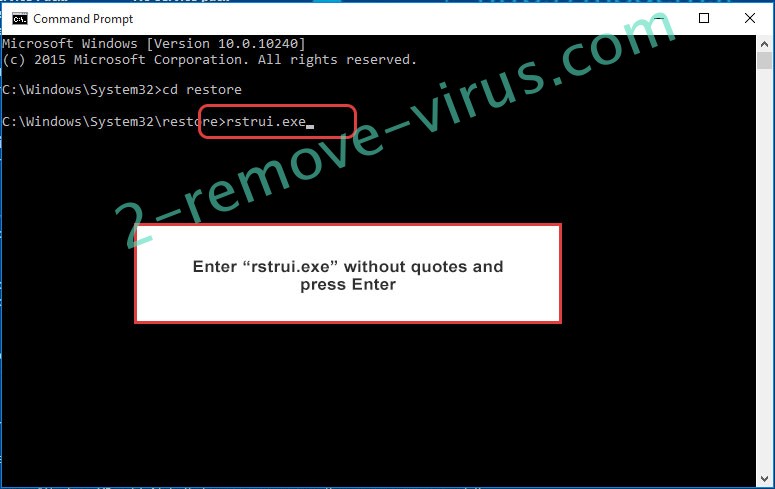 Delete Powd ransomware - command prompt restore execute