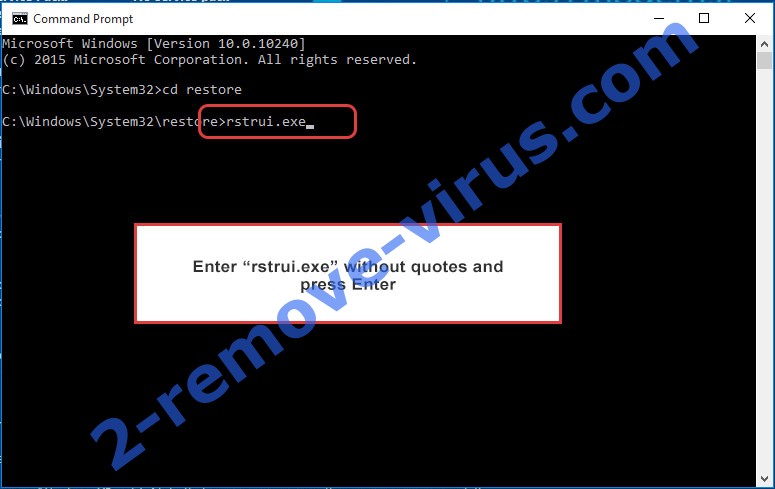 Delete Kronos ransomware - command prompt restore execute