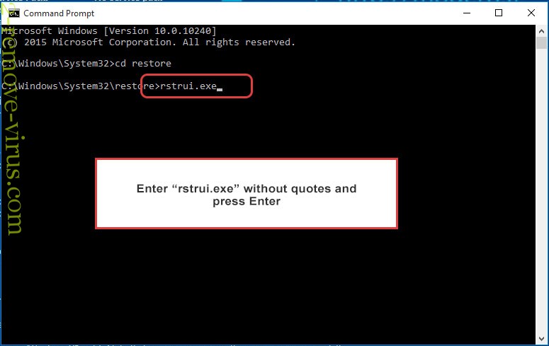 Delete Kut ransomware - command prompt restore execute