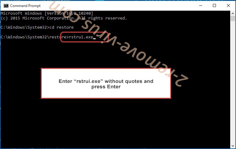 Delete Erop ransomware - command prompt restore execute