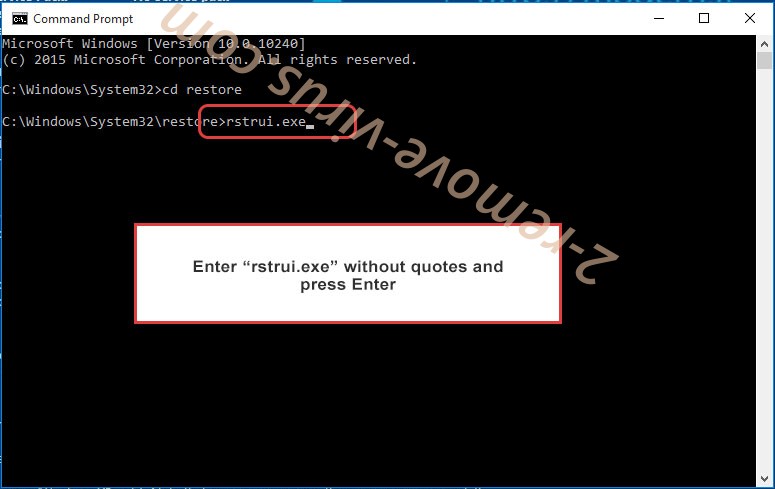 Delete CryptoLocker-v3 ransomware - command prompt restore execute