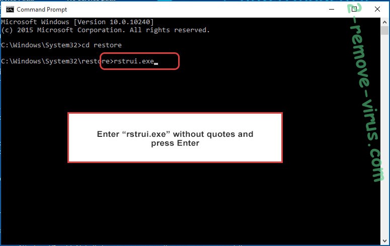 Delete Restoreserver ransomware - command prompt restore execute